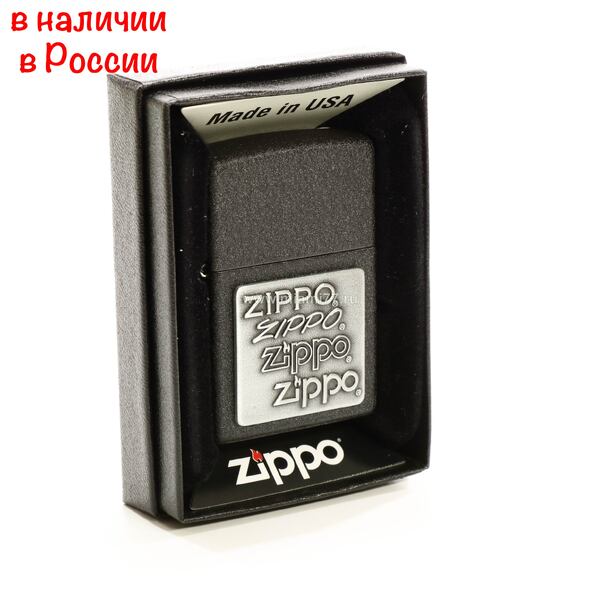 Зажигалка Zippo Black Crackle Silver Zippo Logo made in USA (№5011)