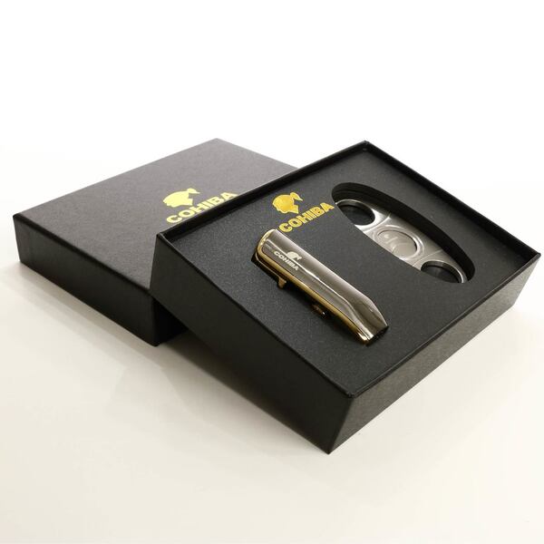 Подарочный набор COHIBA. Зажигалка с пробойником плюс резак для сигар (№975) Подарочный набор COHIBA. Зажигалка с пробойником плюс резак для сигар (№975)